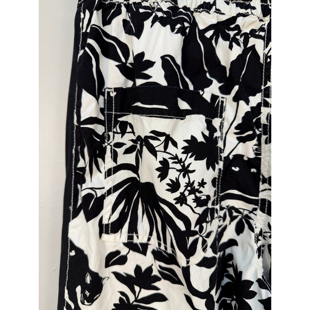 Maeve Anthropologie Tenley Twill Track Pants L Women Black White Panther Cat - Picture 7 of 16
